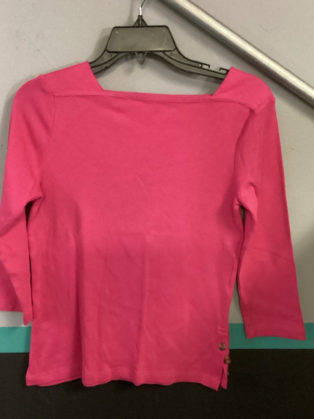 Chico's Hot Pink Boatneck 3/4 Sleeve Top